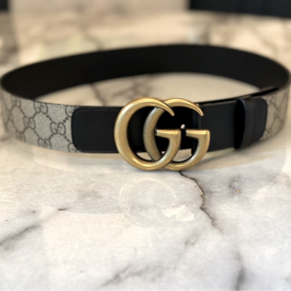 Authentic Mens Double G Gucci Belt Size 85